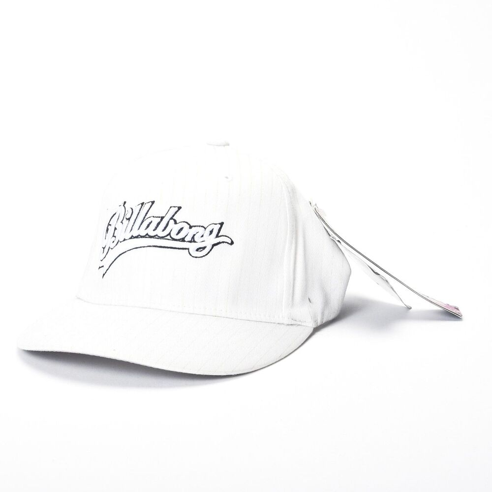 Billabong Adult White Striped Baseball Cap Flexfit One Size NWT